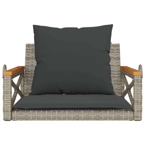 Klupa za ljuljanje s jastucima siva 63x62x40 cm od poliratana - Siva 62 x 63 x 40 cm 1 Da Cijena