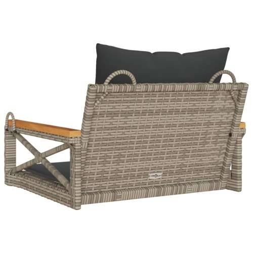 Klupa za ljuljanje s jastucima siva 63x62x40 cm od poliratana - Siva 62 x 63 x 40 cm 1 Da Cijena