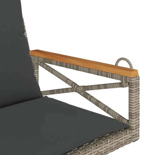 Klupa za ljuljanje s jastucima siva 63x62x40 cm od poliratana - Siva 62 x 63 x 40 cm 1 Da Cijena