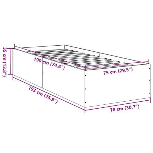 Okvir za krevet crni 75 x 190 cm od konstruiranog drva - Crna 75 x 190 cm 35 cm Cijena