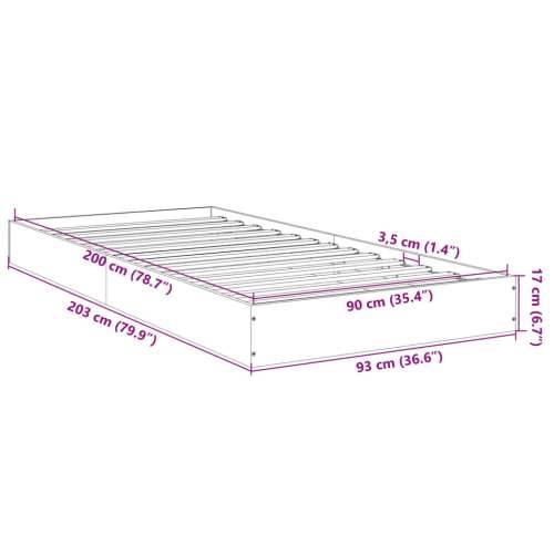 Okvir kreveta bez madraca smeđa boja hrasta 90 x 200 cm drveni - Smeđi hrast 90 x 200 cm 17 cm Cijena