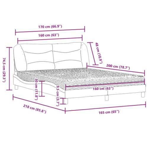 Krevet s madracem crni 160 x 200 cm od umjetne kože Crna 160 x 200 cm Cijena