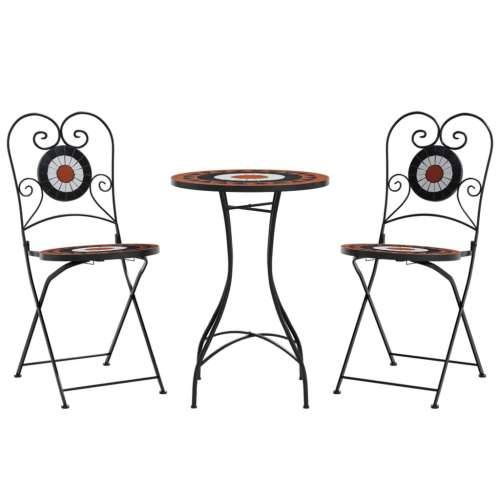 Bistro set s mozaikom terakota i bijelo od željeza i keramike - Terakota i crna Okrugli stol 3 Cijena