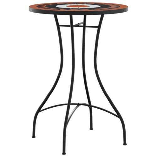 Bistro set s mozaikom terakota i bijelo od željeza i keramike - Terakota i crna Okrugli stol 3 Cijena