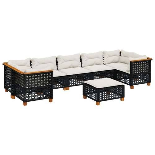 Vrtna garnitura - 8-dijelni set vrtnih sofa od poliratana s jastucima crni - Crna Linijsko tkanje 1 Cijena