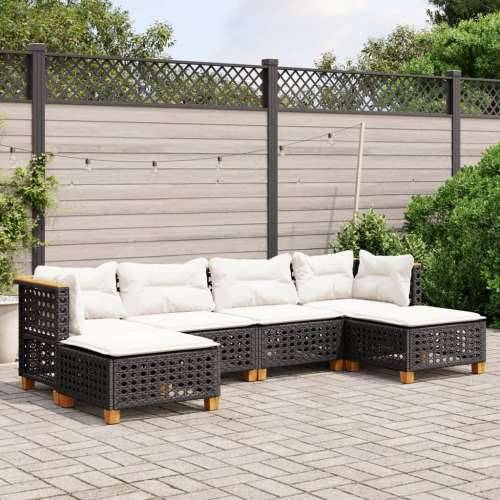 Vrtna garnitura - 6-dijelni set vrtnih sofa s jastucima crni od poliratana - Crna Linijsko tkanje 1 Cijena