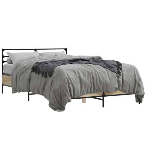 Okvir za krevet boja hrasta 140x200cm konstruirano drvo i metal - sonoma hrast 140 x 200 cm Cijena