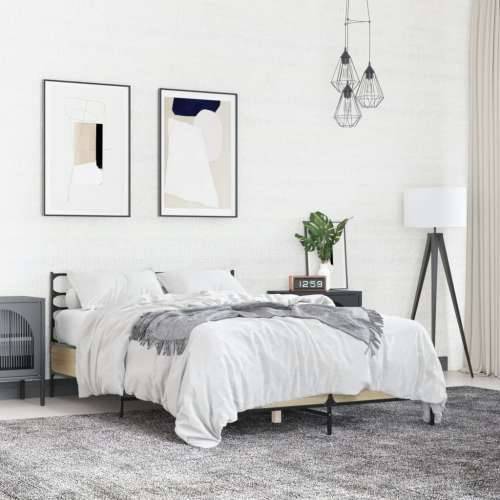 Okvir za krevet boja hrasta 140x200cm konstruirano drvo i metal - sonoma hrast 140 x 200 cm Cijena