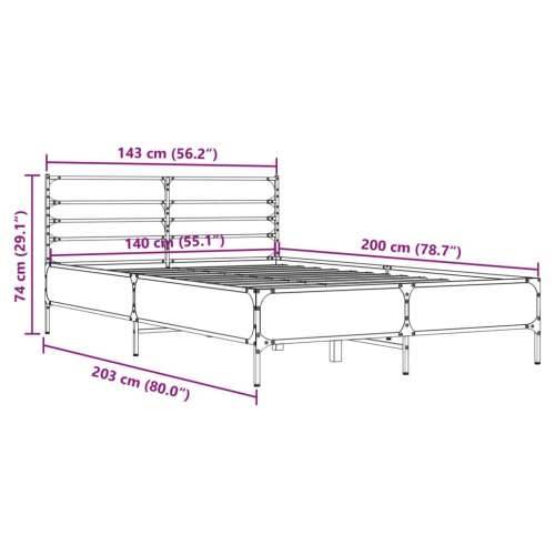 Okvir za krevet boja hrasta 140x200cm konstruirano drvo i metal - sonoma hrast 140 x 200 cm Cijena