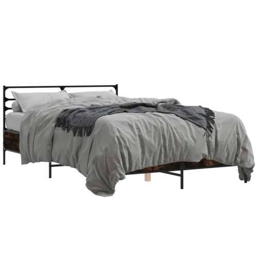 Okvir za krevet boja hrasta 120x190cm konstruirano drvo i metal - Dimljeni hrast 120 x 190 cm Cijena