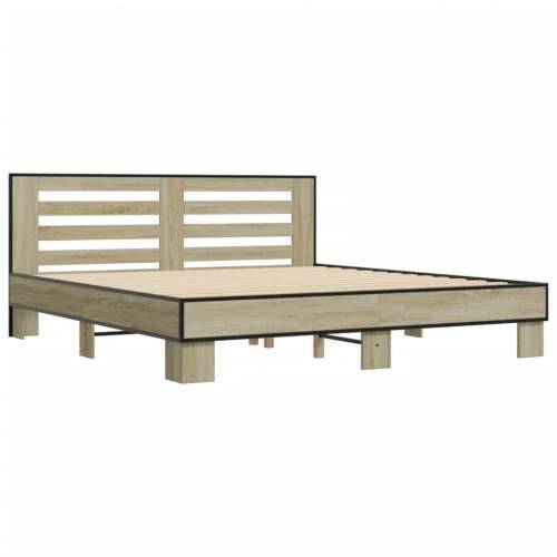 Okvir za krevet boja hrasta 200x200cm konstruirano drvo i metal - sonoma hrast 200 x 200 cm Cijena