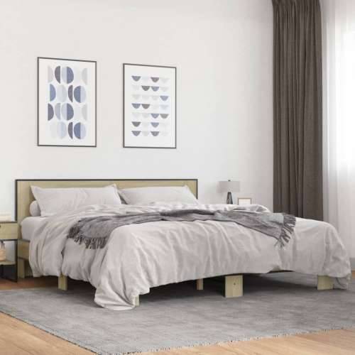 Okvir za krevet boja hrasta 200x200cm konstruirano drvo i metal - sonoma hrast 200 x 200 cm Cijena