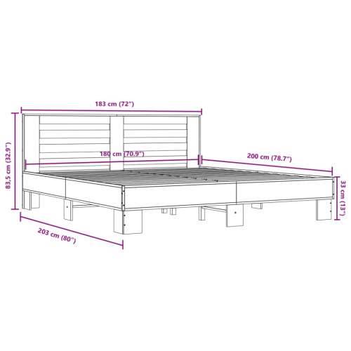 Okvir za krevet boja hrasta 180x200cm konstruirano drvo i metal - sonoma hrast 180 x 200 cm Cijena