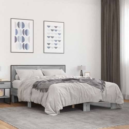 Okvir kreveta boja hrasta 120x200 cm konstruirano drvo i metal - Sivi hrast sonoma 120 x 200 cm Cijena