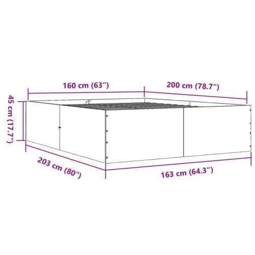 Okvir kreveta siva boja betona 160x200 cm od konstruiranog drva - Beton siva 160 x 200 cm 45 cm Cijena