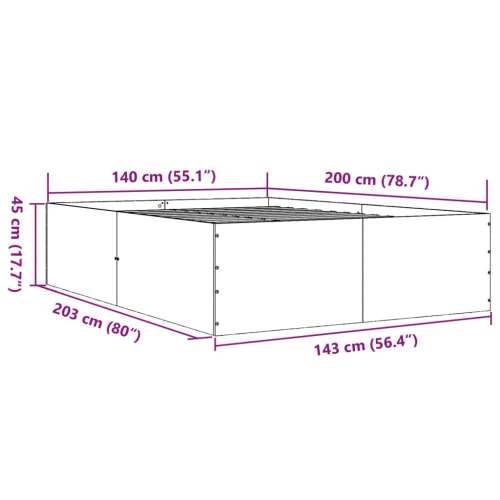 Okvir kreveta boja hrasta 140 x 200 cm od konstruiranog drva - Dimljeni hrast 140 x 200 cm 45 cm Cijena