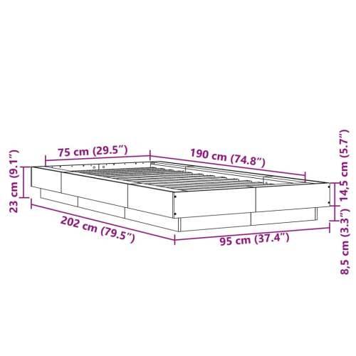 Okvir za krevet boja hrasta 75 x 190 cm od konstruiranog drva - Sivi hrast sonoma 75 x 190 cm Cijena