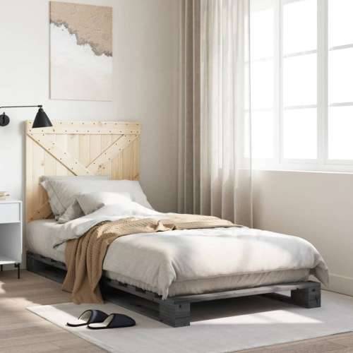 Okvir za krevet s uzglavljem sivi 90x200 cm masivna borovina - Siva 90 x 200 cm Ne with cross headboard Cijena