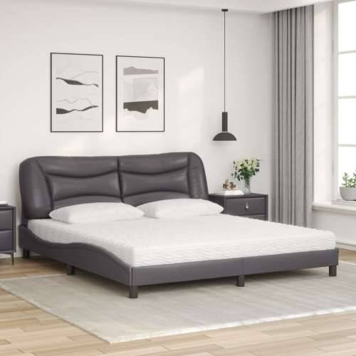 Krevet s madracem sivi 180 x 200 cm od umjetne kože - Siva 180 x 200 cm Cijena
