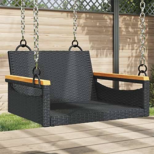 Klupa za ljuljanje crna 63 x 62 x 40 cm od poliratana - Crna 63 x 62 x 40 cm 1 Ne Cijena