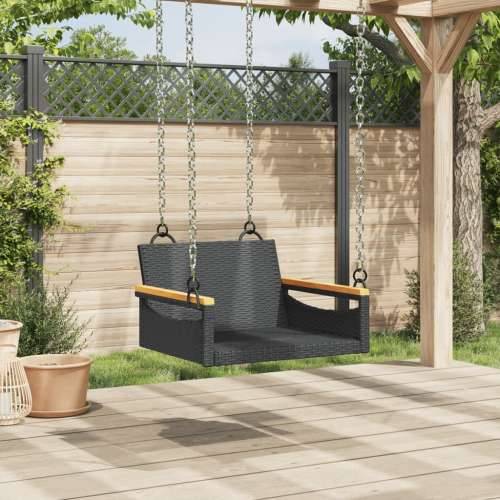 Klupa za ljuljanje crna 63 x 62 x 40 cm od poliratana - Crna 63 x 62 x 40 cm 1 Ne Cijena