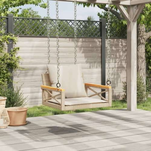 Klupa za ljuljanje s jastucima bež 63x62x40 cm od poliratana - Bež 62 x 63 x 40 cm 1 Da Cijena