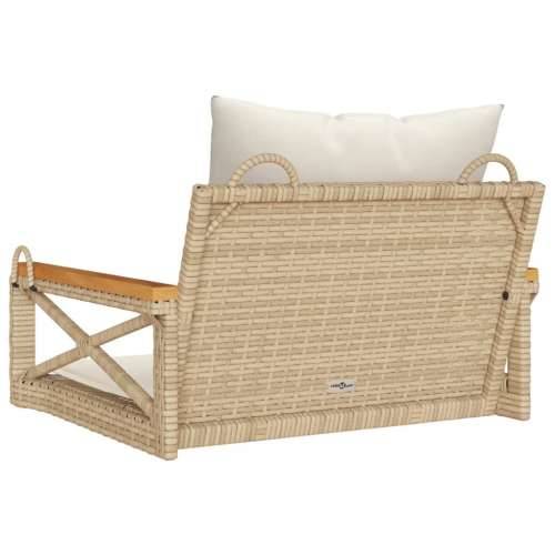 Klupa za ljuljanje s jastucima bež 63x62x40 cm od poliratana - Bež 62 x 63 x 40 cm 1 Da Cijena