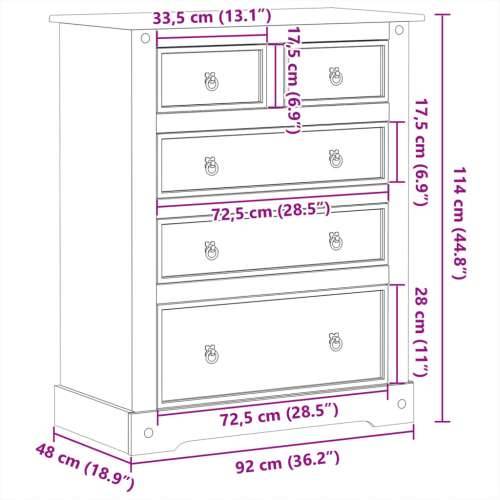 Ladičar Corona 92 x 48 x 114 cm od masivne borovine Cijena