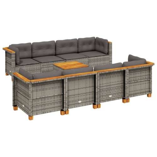 Vrtna garnitura - 9-dijelni set vrtnih sofa od poliratana s jastucima sivi - Siva Puno tkanje 1 Cijena