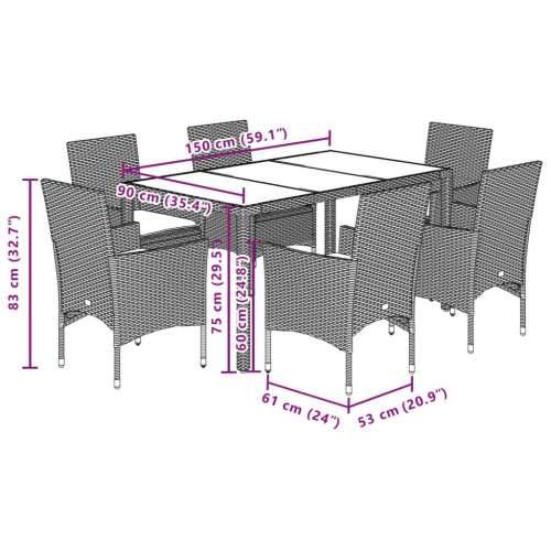 Vrtna garnitura - 7-dijelni vrtni blagovaonski set s jastucima poliratan i staklo - Bijela 150 x 90 x 75 cm 6 Cijena