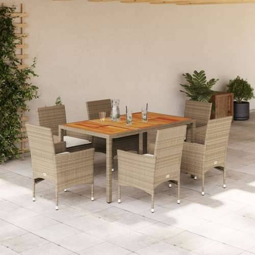 Vrtna garnitura - 6-dijelni vrtni blagovaonski set s jastucima poliratan i bagrem Bež 150 x 90 x 75 cm 6 Cijena