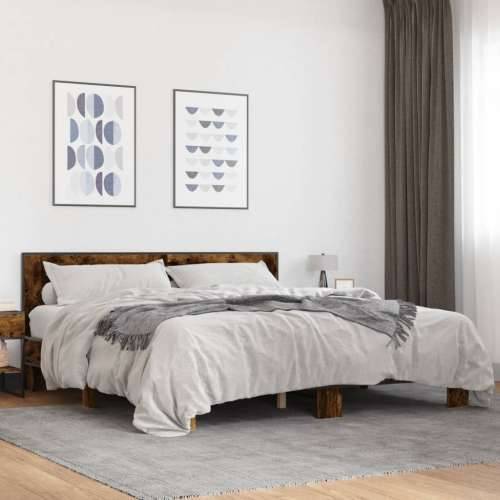 Okvir za krevet boja hrasta 200x200cm konstruirano drvo i metal - Dimljeni hrast 200 x 200 cm Cijena
