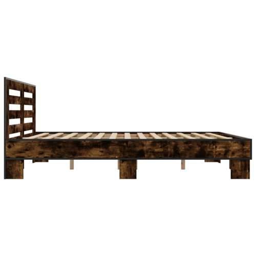Okvir za krevet boja hrasta 200x200cm konstruirano drvo i metal - Dimljeni hrast 200 x 200 cm Cijena