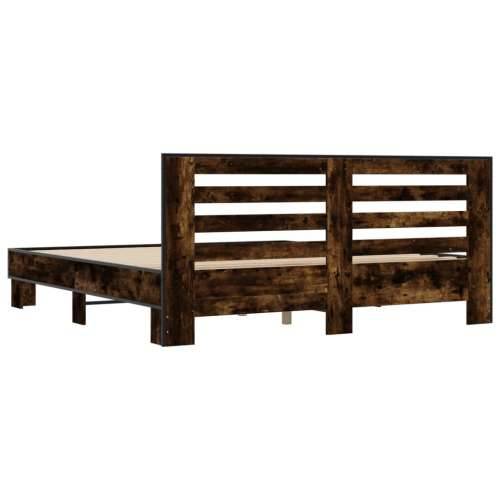 Okvir za krevet boja hrasta 200x200cm konstruirano drvo i metal - Dimljeni hrast 200 x 200 cm Cijena