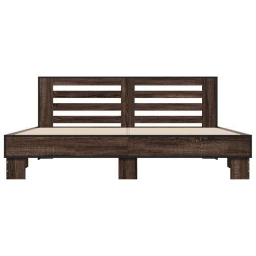 Okvir za krevet smeđi hrast 200x200cm konstruirano drvo i metal - Smeđi hrast 200 x 200 cm Cijena