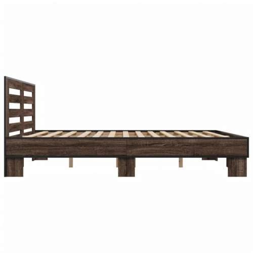 Okvir za krevet smeđi hrast 200x200cm konstruirano drvo i metal - Smeđi hrast 200 x 200 cm Cijena