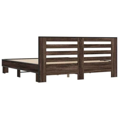 Okvir za krevet smeđi hrast 200x200cm konstruirano drvo i metal - Smeđi hrast 200 x 200 cm Cijena