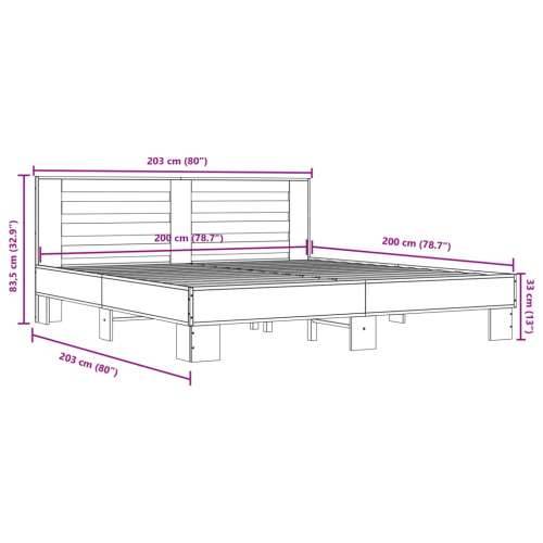 Okvir za krevet smeđi hrast 200x200cm konstruirano drvo i metal - Smeđi hrast 200 x 200 cm Cijena