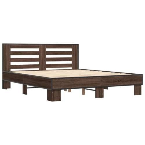 Okvir za krevet smeđi hrast 150x200cm konstruirano drvo i metal - Smeđi hrast 150 x 200 cm Cijena
