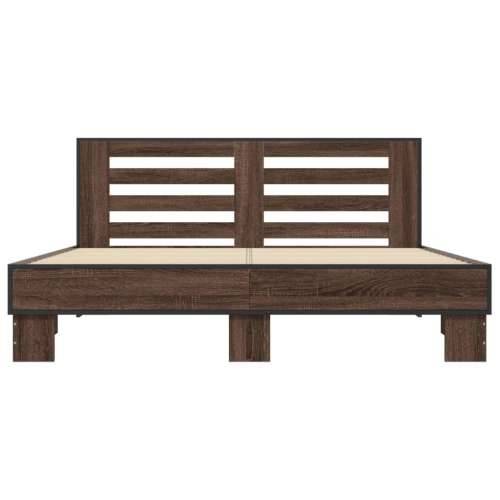 Okvir za krevet smeđi hrast 150x200cm konstruirano drvo i metal - Smeđi hrast 150 x 200 cm Cijena