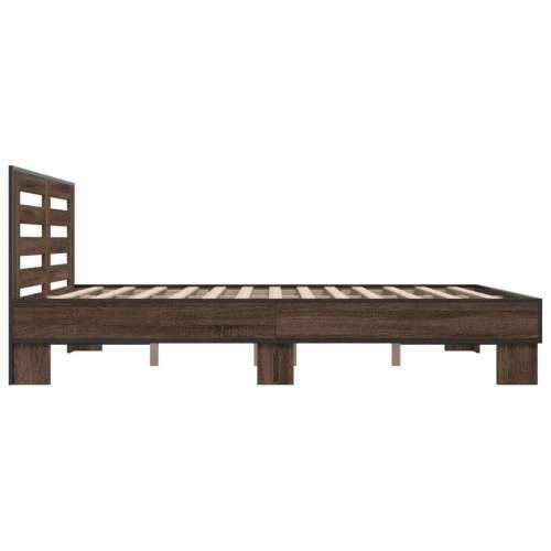 Okvir za krevet smeđi hrast 150x200cm konstruirano drvo i metal - Smeđi hrast 150 x 200 cm Cijena