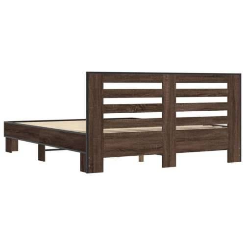 Okvir za krevet smeđi hrast 150x200cm konstruirano drvo i metal - Smeđi hrast 150 x 200 cm Cijena