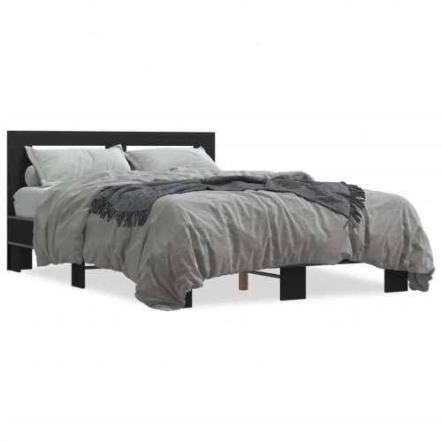 Okvir za krevet crni 135x190 cm konstruirano drvo i metal - Crna 135 x 190 cm Cijena