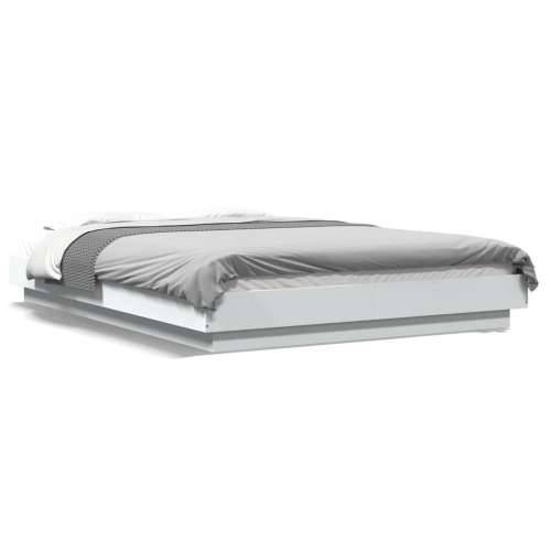 Okvir kreveta s LED svjetlima bijeli 140 x 190 cm drveni - Bijela 140 x 190 cm Cijena