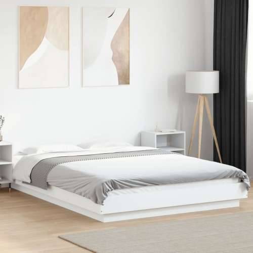 Okvir kreveta s LED svjetlima bijeli 140 x 190 cm drveni - Bijela 140 x 190 cm Cijena