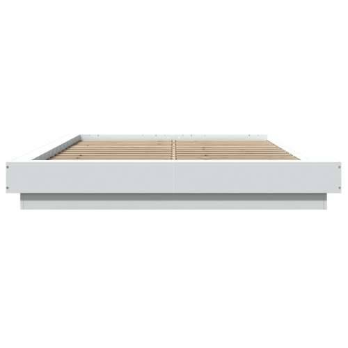 Okvir kreveta s LED svjetlima bijeli 140 x 190 cm drveni - Bijela 140 x 190 cm Cijena