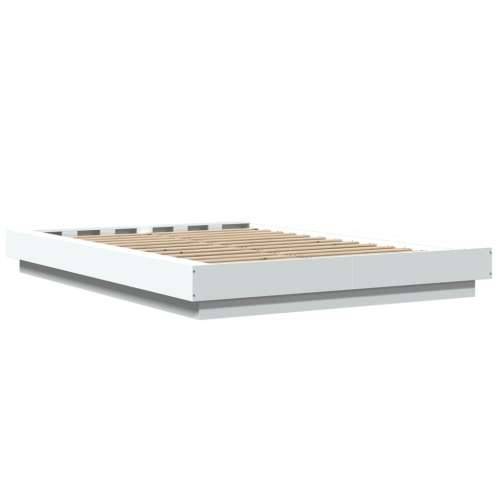 Okvir kreveta s LED svjetlima bijeli 140 x 190 cm drveni - Bijela 140 x 190 cm Cijena
