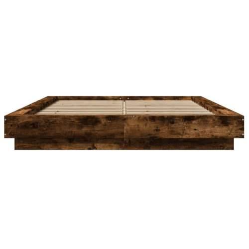 Okvir za krevet s LED svjetlima boja hrasta 140 x 190 cm drveni - Dimljeni hrast 140 x 190 cm Cijena