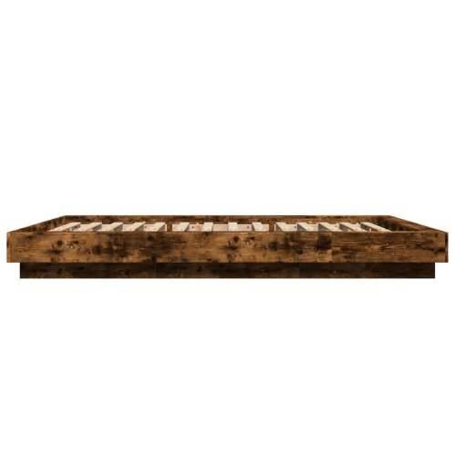 Okvir za krevet s LED svjetlima boja hrasta 140 x 190 cm drveni - Dimljeni hrast 140 x 190 cm Cijena