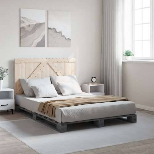 Okvir za krevet s uzglavljem sivi 140x200cm od masivne borovine - Siva 140 x 200 cm Ne with triangle headboard Cijena